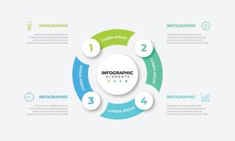 plantilla infográfica de gráfico circular con 4 opciones para presentaciones, publicidad, diseños, informes anuales vector