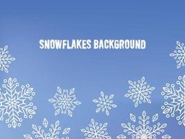 ilustración navideña con varios pequeños copos de nieve sobre fondo degradado en colores azules y estilo minimalista vector