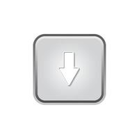 Download Button Icon For Business, Communication. Shiny Silver Color Minimalist Graphic Design. vector