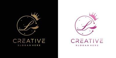 Eyelash logo creative concept with combination letter L Premium Vector