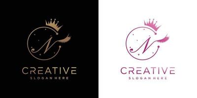 Eyelash logo creative concept with combination letter N Premium Vector