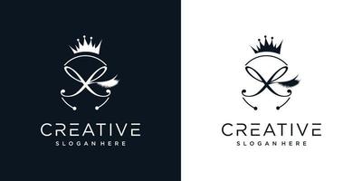 Eyelash logo creative concept with combination letter X Premium Vector