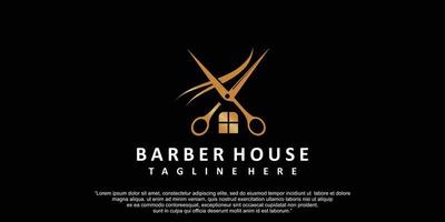 Barber house icon logo design with concept modern Premium Vector