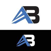 AB Letter Logo Design. Initial letters AB logo icon with black background A B on white vector