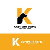 inspiración de plantilla de diseño de logotipo de perro con letra k, vector de perro, logotipo inicial