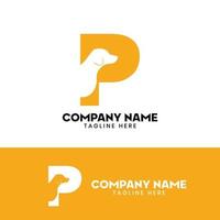 Letter P Dog Logo Design Template Inspiration, Dog Vector, Initial Logo vector