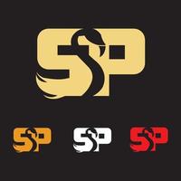 SP, swan, Abstract initial monogram letter S and P alphabet logo design vector