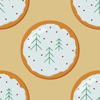 Snowflakes and Christmas trees seamless pattern. vector