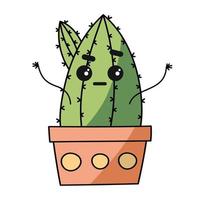 Lindo cactus sonriente feliz en maceta con pregunta vector