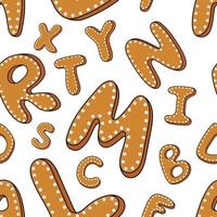 Cartoon alphabet cookie Christmas seamless pattern vector