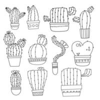 Cactus vector illustrations. Set of cute cacti