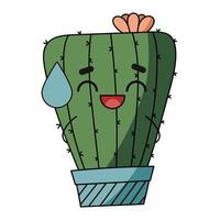 Cute happy smiling cactus. Vector flat cartoon