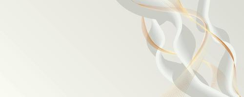 Abstract 3d white background with golden lines vector