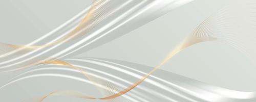 Abstract 3d white background with golden lines vector