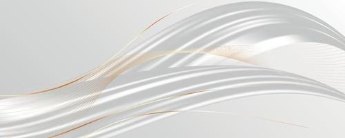 Abstract 3d white background with golden lines vector