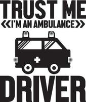Ambulance Driver T-Shirt Design Bundle, typography Gaming Design vector