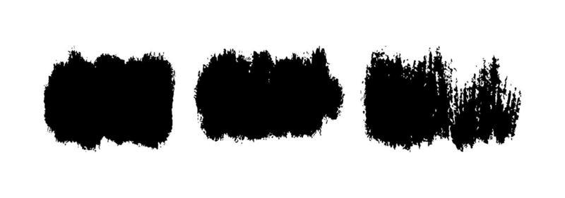 Set of grunge brush strokes. Abstract dirty black ink splatter texture