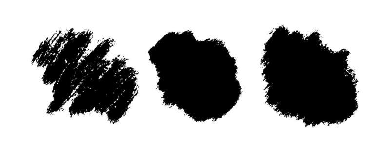 Set of grunge brush strokes. Abstract dirty black ink splatter texture