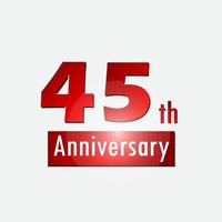 Red 45th year anniversary celebration simple logo white background vector