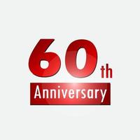 Red 60th year anniversary celebration simple logo white background vector