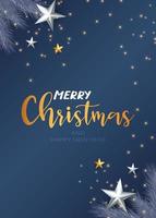 Merry Christmas and Happy New Year. xmas background, banner, frame, header, cover background or greeting card design. blue color. vector