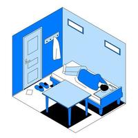 Modest housing for the poor in isometric view. vector