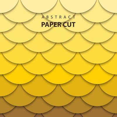 Vector background with yellow gradient color paper cut shapes. 3D abstract paper art style, design layout for business presentations, flyers, posters, prints, decoration, cards, brochure cover.