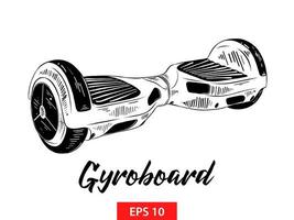 Vector engraved style illustration for posters, decoration and print. Hand drawn sketch of gyroboard in black isolated on white background. Detailed vintage etching style drawing.
