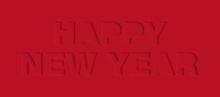 Vector craft paper cut red shapes font. 3d characters isolated, origami typeface for holidays. Neumorphism minimal style. Happy New Year for banner, cover, site, social media, business.