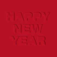 Vector craft paper cut red shapes font. 3d characters isolated, origami typeface for holidays. Neumorphism minimal style. Happy New Year for square banner, cover, site, social media, business.