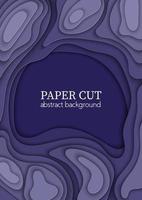 Vertical vector purple blue flyer with paper cut waves shapes. 3D abstract paper art, design layout for business presentations, flyers, posters, prints, decoration, cards, brochure cover.