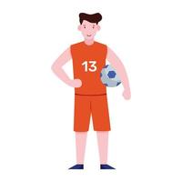 Sportsman illustration in flat vector male avatar holding football