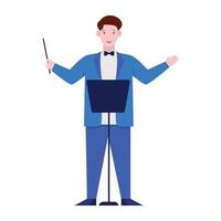 A music conductor illustration in flat character vector