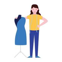 A female dress designer in flat vector style