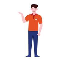 Salesman flat character a person who selling products vector