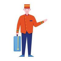 Salesman flat character a person who selling products vector