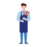 Salesman flat character a person who selling products vector