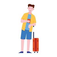 Male avatar with luggage showing tourist illustration vector