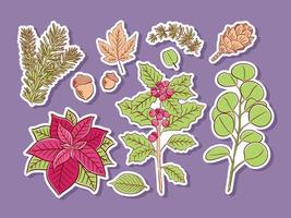 conjunto de pegatinas de flores de pascua vector