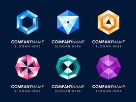 3D Logo Geometric Shapes Collection vector