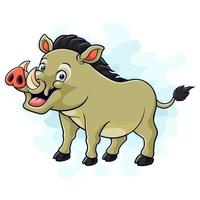 Cartoon funny warthog isolated on white background vector