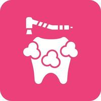 Dental Cleaning Glyph Round Corner Background Icon vector