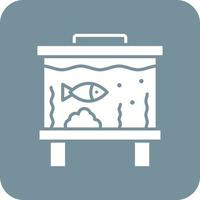 Fish Tank Glyph Round Corner Background Icon vector