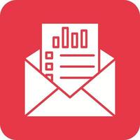 Email Statistics Glyph Round Corner Background Icon vector