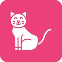 Cat Glyph Round Corner Background Icon vector