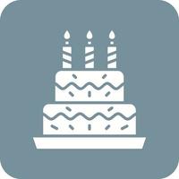 Birthday Cake Glyph Round Corner Background Icon vector