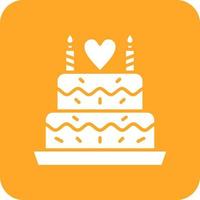 Wedding Cake Glyph Round Corner Background Icon vector