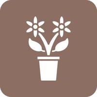 Flower Pot Glyph Round Corner Background Icon vector