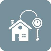 House Key Glyph Round Corner Background Icon vector