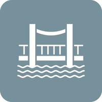 Bridge Glyph Round Corner Background Icon vector